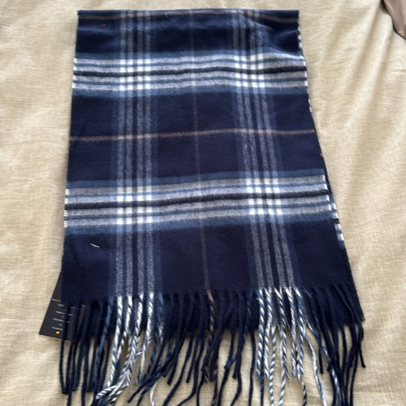 Navy plaid Cashmink Scarf - Picture 2 of 3